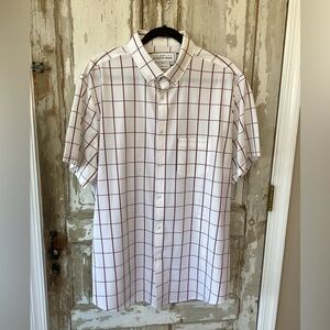 Mizzen+Main Short Sleeve White and Red Grid Shirt - Leeward - XXL Trim Fit -